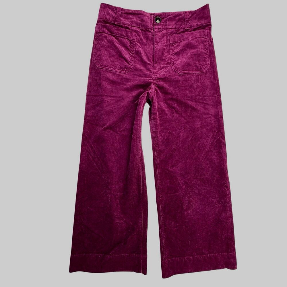 Maeve Colette Corduroy Pants Womens 30 Fuschia Wide Leg Crop Anthropologie